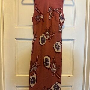 H&M Floral Midi Dress - Brown and White